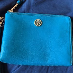 Tory Burch wristlet Blue " authentic "